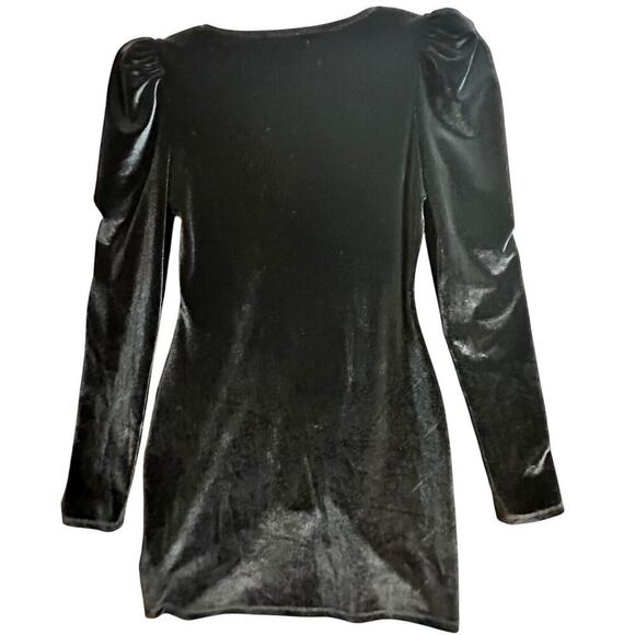 Reformation Lunar Square Neck Puff Sleeve Black Velvet Rebel Chic Mini Dress M - Picture 7 of 16
